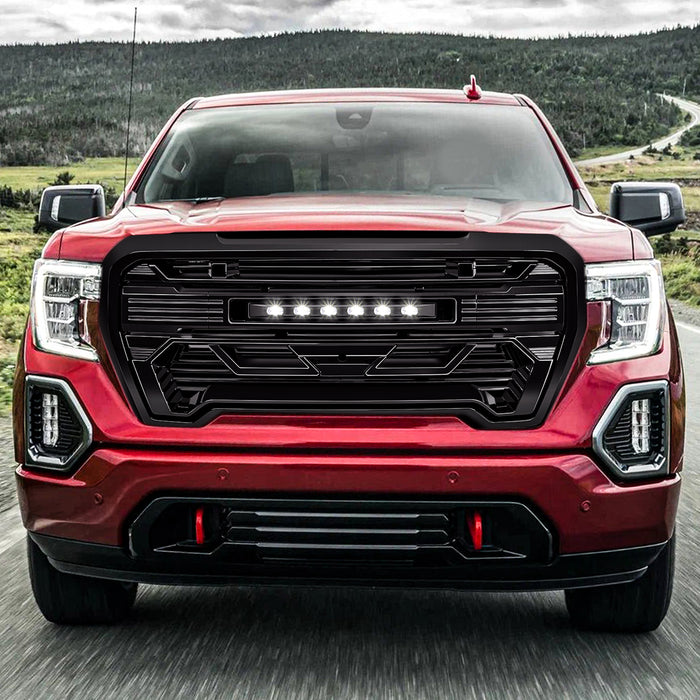 Armor Grille W/Off-Road Lights - Glossy Black For 2019-2021 GMC Sierra 1500 | American Modified