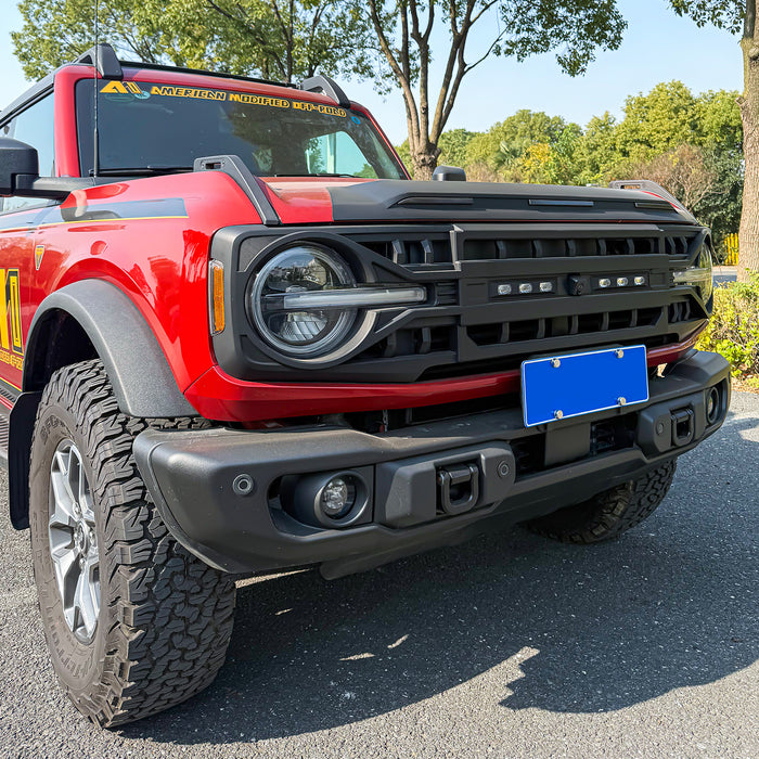 Armor Grille W/ Off-Road Lights & Camera Bracket - Matte Black For 21+ Ford Bronco | American Modified