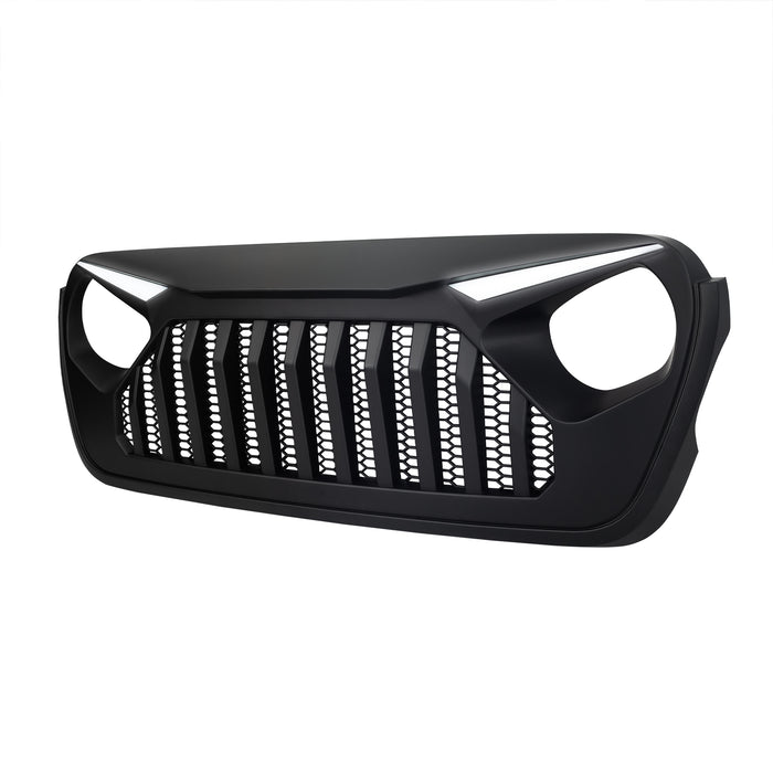 Gladiator Vader Grille W/ LED Eyebrow DRL and Turn Signals - Matte Black For 18+ Jeep Wrangler JL & Gladiator JT W/O Trailcam | American Modified