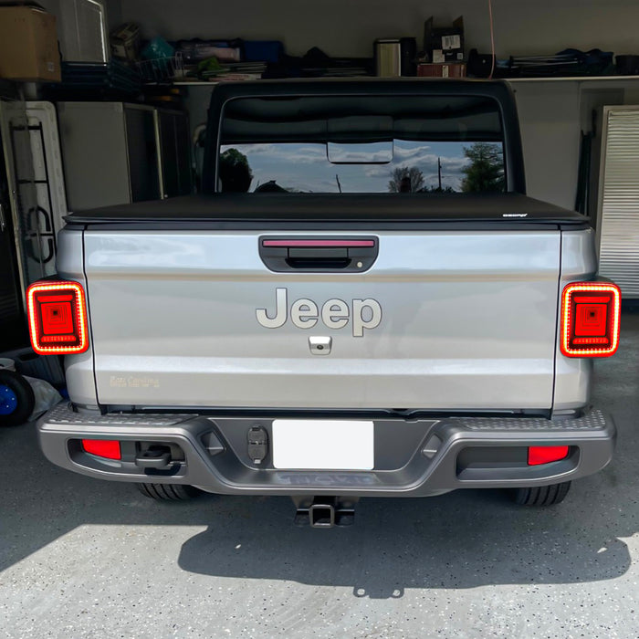Red Lens Tunnel Tail Lights For 2020+ Jeep Gladiator JT | AMERICAN MODIFIED
