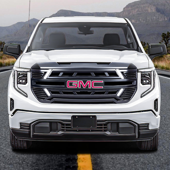 Armor Grille W / Drl & Turn Signal Lights Emblem Base - Matte Black For 22+ GMC Sierra 1500 | AMERICAN MODIFIED
