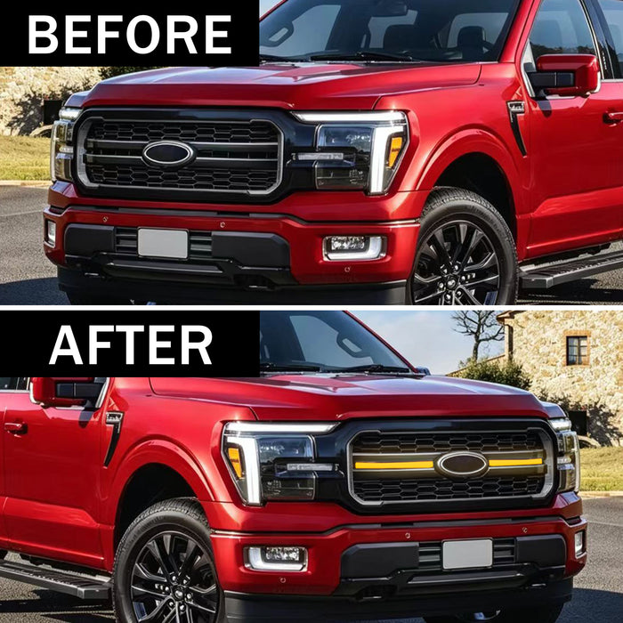 LED Grille Lights w/ Sequential Turn Signal For 2024+ Ford F-150 Lariat | American Modified