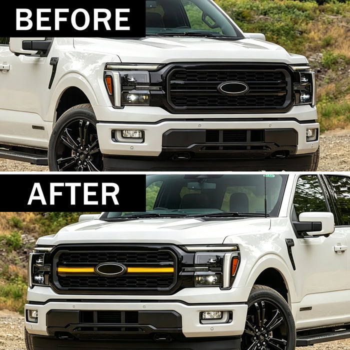 Smoked LED Amber Lights w/ Sequential Turn Signal For 2024+ Ford F-150 Lariat |American Modified