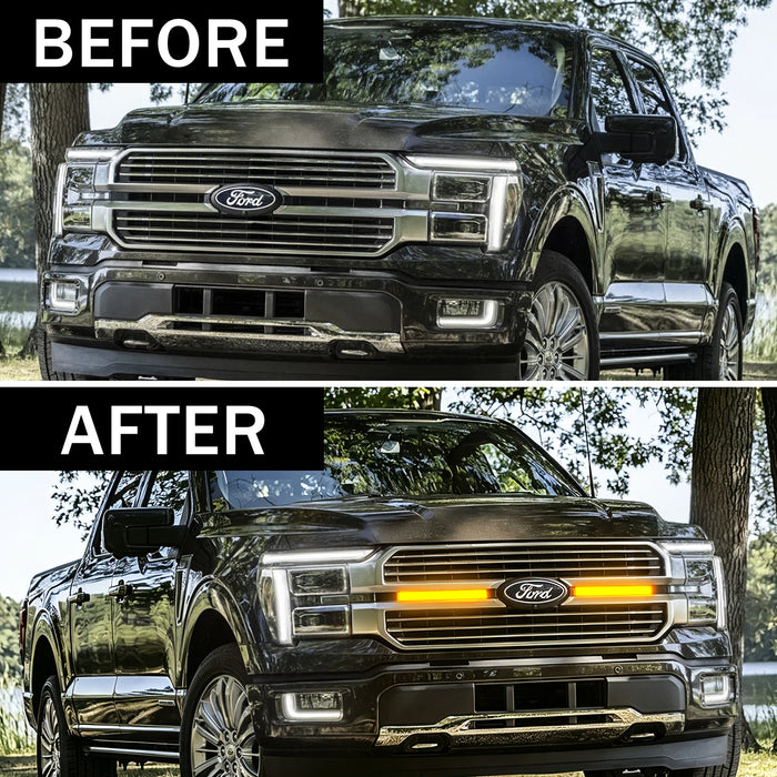 LED Grille Lights w/ Sequential Turn Signal For 2024+ Ford F-150 King Ranch/Platinum | American Modified