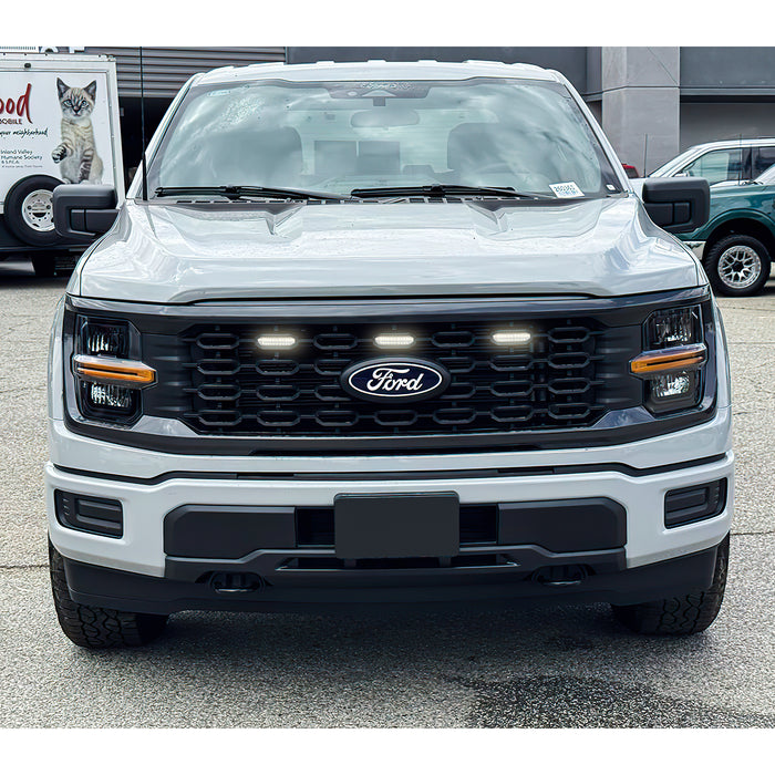 Smoked Lens White LED Raptor Style Grille Lights for 2024+ Ford F-150 STX (3PC Kit) | American Modified