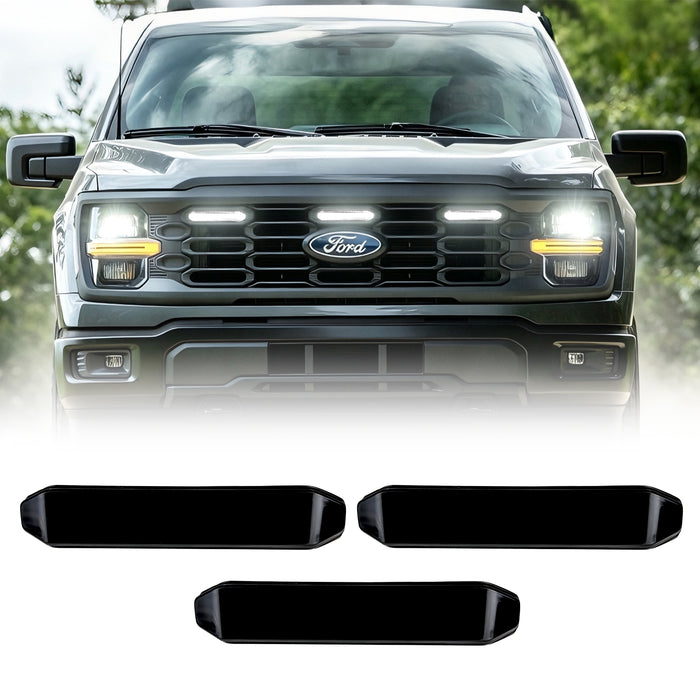 Smoked Lens White LED Raptor Style Grille Lights for 2024+ Ford F-150 XL(3PC Kit) | American Modified