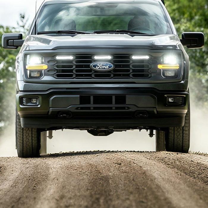 Smoked Lens White LED Raptor Style Grille Lights for 2024+ Ford F-150 XL(3PC Kit) | American Modified