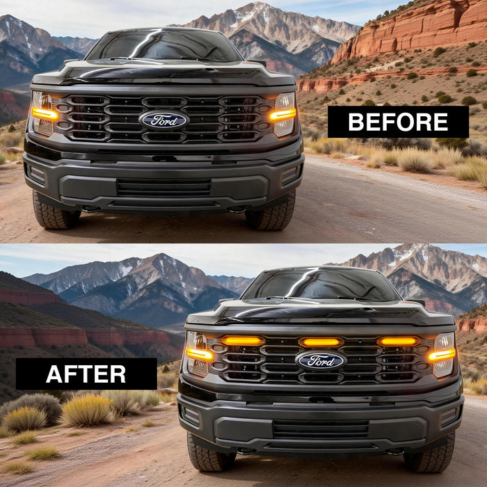 Amber LED Raptor Style Grille Lights for 2024+ Ford F-150 XL (3PC Kit) | American Modified
