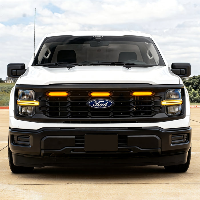 Amber LED Raptor Style Grille Lights for 2024+ Ford F-150 XL (3PC Kit) | American Modified