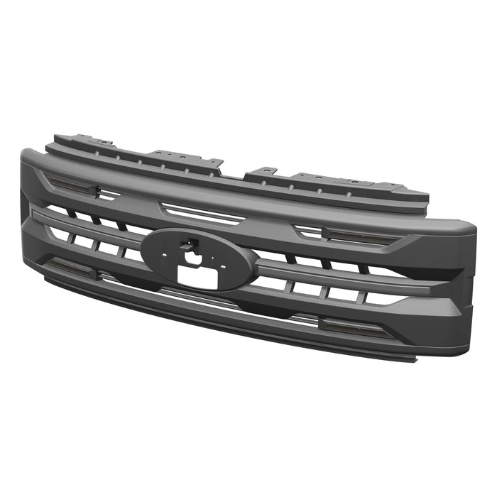 Armor Grille w/ DRL, Amber Lights & OEM Emblem Hole - Matte Black For 2023-2027 Ford F-250 / F-350 Super Duty XL / XLT | American Modified