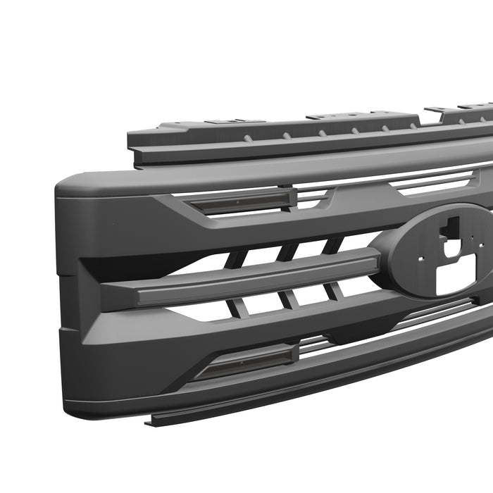 Armor Grille w/ DRL, Amber Lights & OEM Emblem Hole - Matte Black For 2023-2027 Ford F-250 / F-350 Super Duty XL / XLT | American Modified