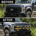 Armor Grille w/ DRL, Amber Lights & OEM Emblem Hole - Matte Black For 2023-2027 Ford F-250 / F-350 Super Duty XL / XLT | American Modified