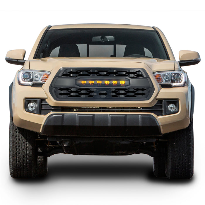 TRD PRO Style Front Grille W/ LED Off-Road Lights - Matte Black For 2016-2023 Toyota Tacoma