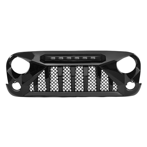 Gladiator Grille W/ 6 White LED beads-Glossy Black For 07-18 Jeep Wrangler Jk | American Modified