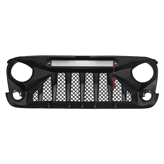 Gladiator Grille W/ 6 White LED beads-Glossy Black For 07-18 Jeep Wrangler Jk | American Modified