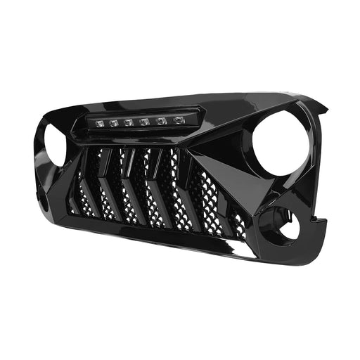 Gladiator Grille W/ 6 White LED beads-Glossy Black For 07-18 Jeep Wrangler Jk | American Modified