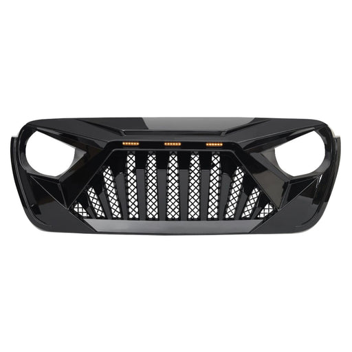 Goliath Grille W/ Amber Led Running Lights For 18-23 Jeep Wrangler Jl & Gladiator Jt - Glossy Black | American Modified