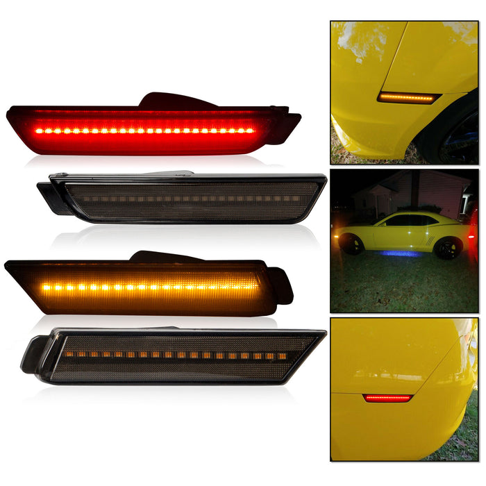 4PCS Smoked LED Bumper Side Marker Lights for 2010-2015 Chevrolet Camaro丨American Modified