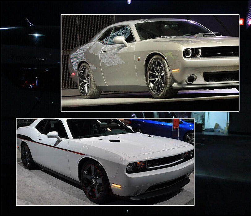 Smoked Front Amber Rear Red LED Side Marker Lights for 2008-2014 Dodge Challenger丨American Modified