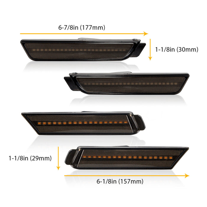 4PCS Smoked LED Bumper Side Marker Lights for 2010-2015 Chevrolet Camaro丨American Modified