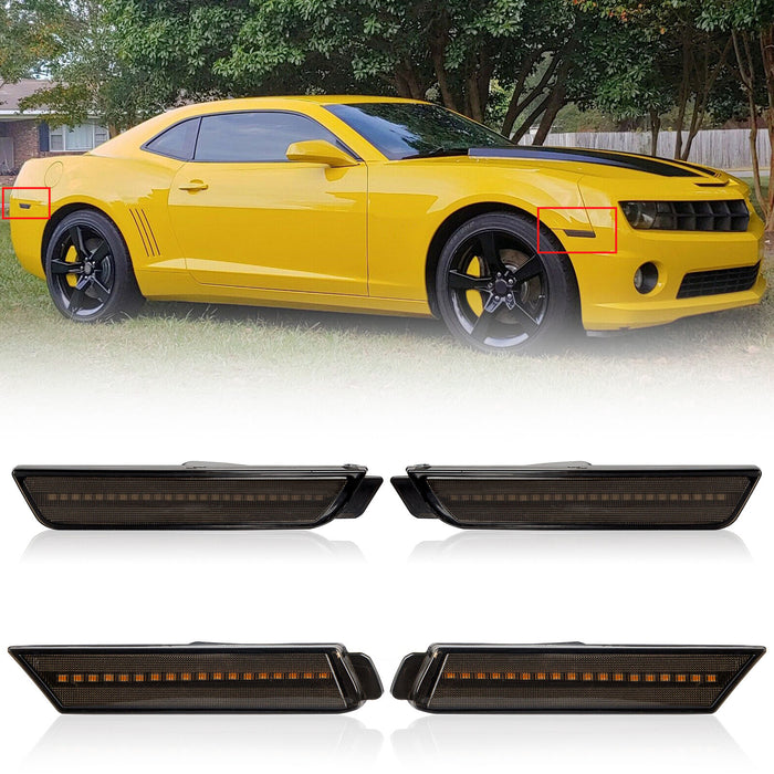 4PCS Smoked LED Bumper Side Marker Lights for 2010-2015 Chevrolet Camaro丨American Modified