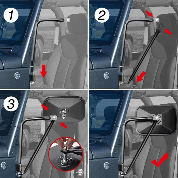 Textured Black Adventure Mirrors for 96-23 Wrangler TJ/ JK/ JL/JT | American Modified