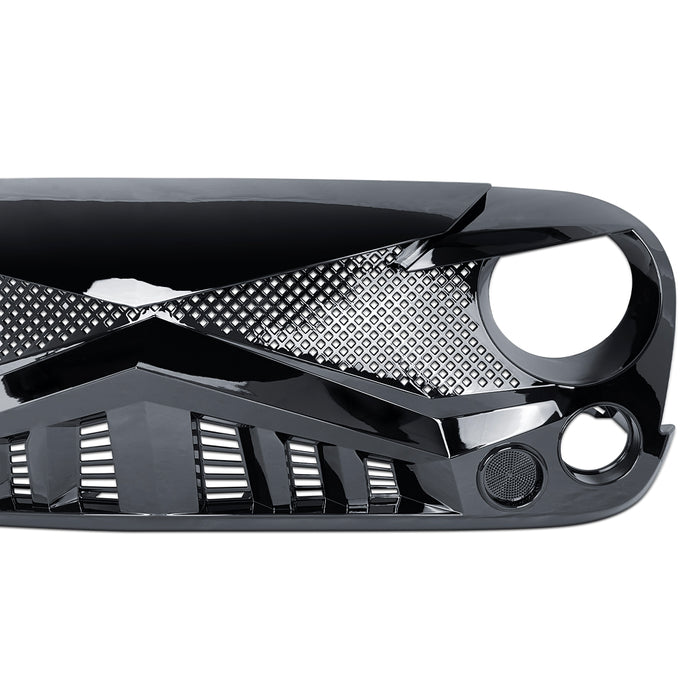 Hawke Grille - Glossy Black for 07-18 Jeep Wrangler JK| American Modified