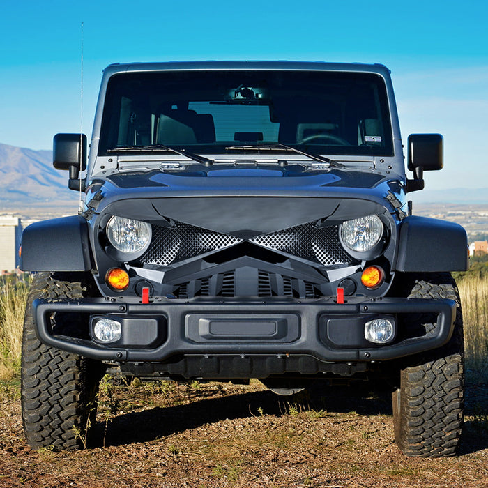 Hawke Grille - Glossy Black for 07-18 Jeep Wrangler JK| American Modified