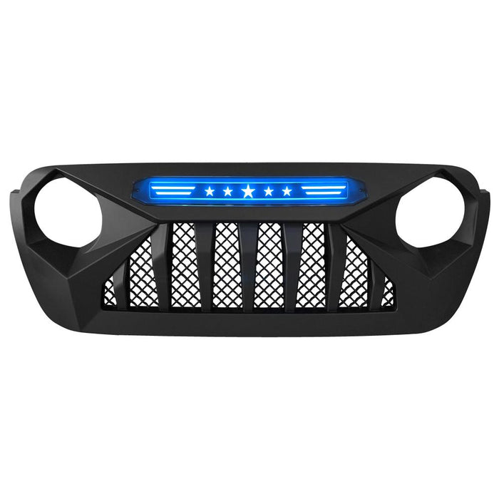 Demon Grille w/Blue Star Lights (18-20 Wrangler JL & Gladiator JT) Grilles AMERICAN MODIFIED 