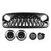 Halo Headlights & Shark Grille & Smoke Turn Signal Lights Combo (07-18 Jeep Wranger JK/ JKU) Headlights Grille Combo AMERICAN MODIFIED 