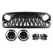Shark Grille & Halo Headlights & Halo Fog Lights Combo (07-18 Wrangler JK/ JKU) Headlights Grille Combo AMERICAN MODIFIED 