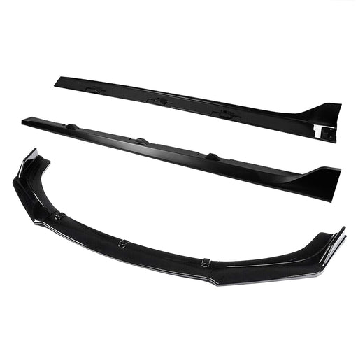 Type R Style Side Skirt & Knife Style Front Lips Chin Spoiler Combo for 16-18 Honda Civic Sedan丨American Modified