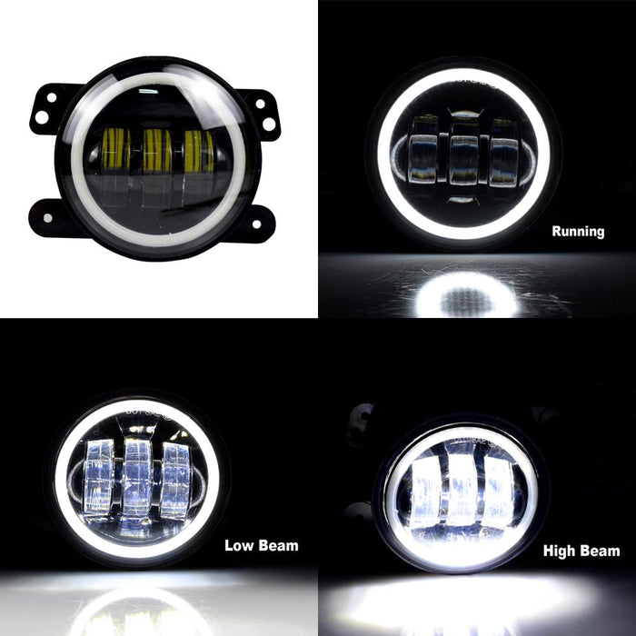Hawke Grille & Halo Headlights & Halo Fog Lights Combo (07-18 Wrangler JK) Headlights Grille Combo AMERICAN MODIFIED 