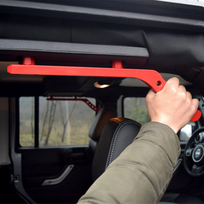 Aluminum Grab Handle - Front / Rear / Black / Red (11-18 Jeep Wrangler JK/ JKU) Grab Handles AMERICAN MODIFIED 