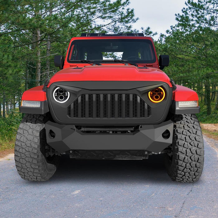 Vader Grille w/ Mesh & Halo Headlights Combo (18-20 Wrangler JL & Gladiator JT) Headlights Grille Combo AMERICAN MODIFIED 