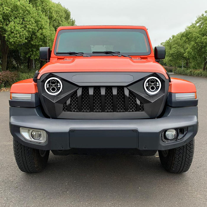 Demon Grille w/ Mesh & Halo Headlights Combo (18-20 Wrangler JL & Gladiator JT) Headlights Grille Combo AMERICAN MODIFIED 