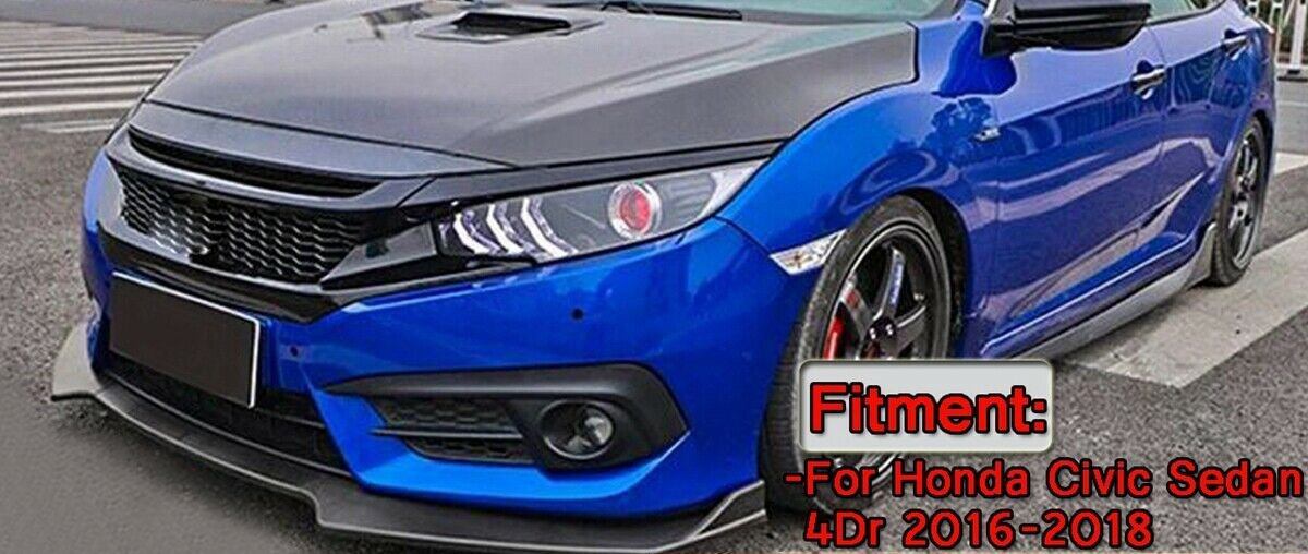 16-18 Honda Civic Sedan Type R Style Side Skirt & Knife Style Front ...