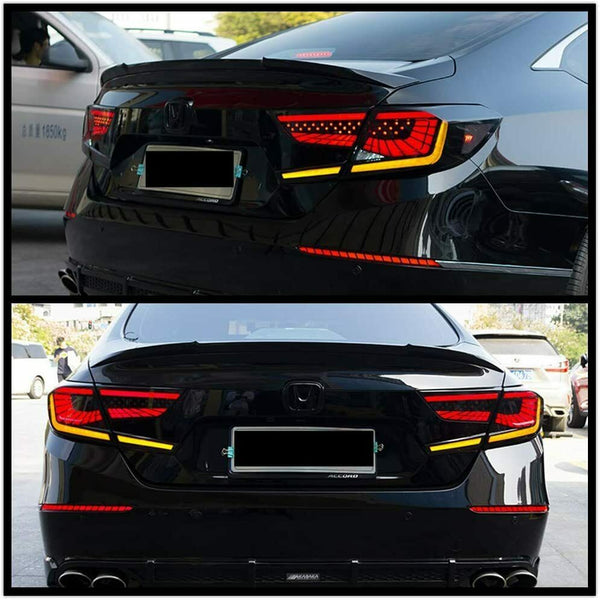 VLAND Full LED Smoked Tail Light Assembly For Honda Accord 2018-2022 – Pair, Black Housing