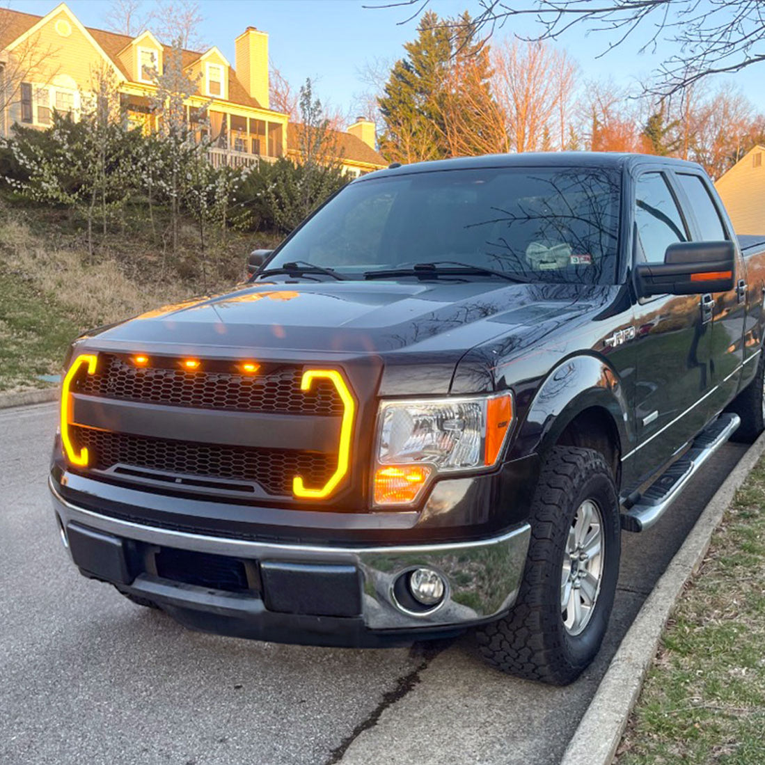Raptor Style Mesh Grille W/DRL & Turn Signal Lights For 2009-2014 Ford ...