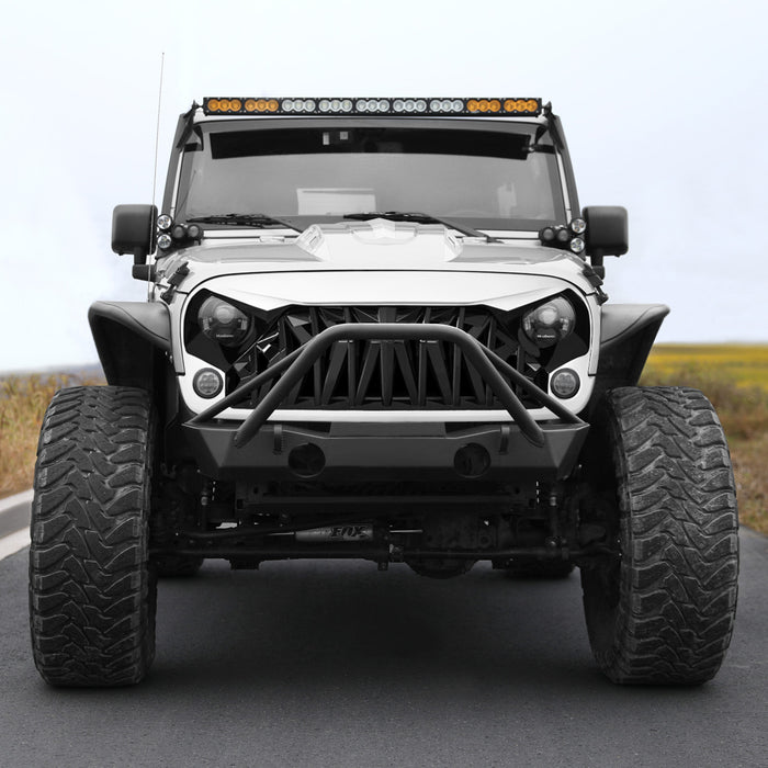 Shark Grille - Black & White for 07-18 Wrangler JK/ JKU