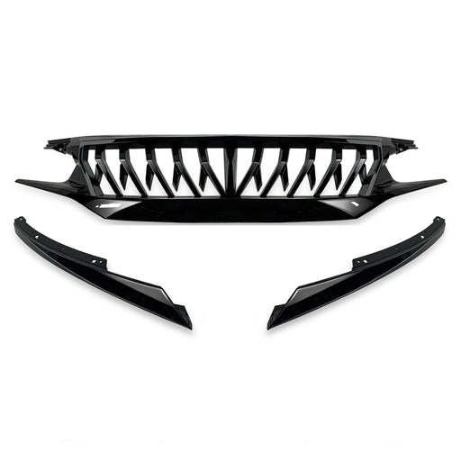 Shark Grille for 16–21 Honda Civic SedanHatchbackFK8 - Glossy Black
