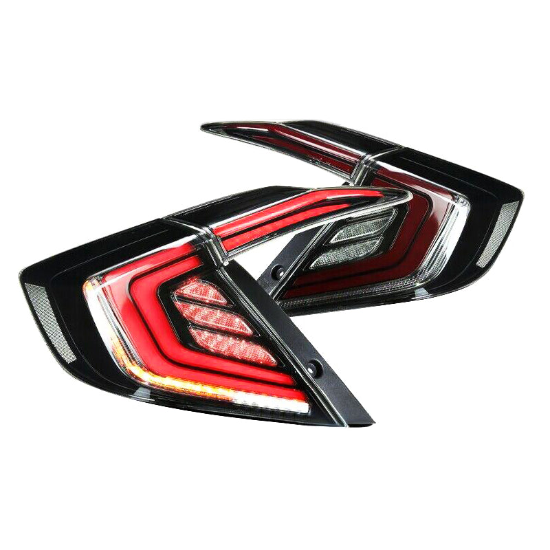 Smoked LED Tail Lights w/LED DRL Sequential Signal for 16-20 Honda Civic