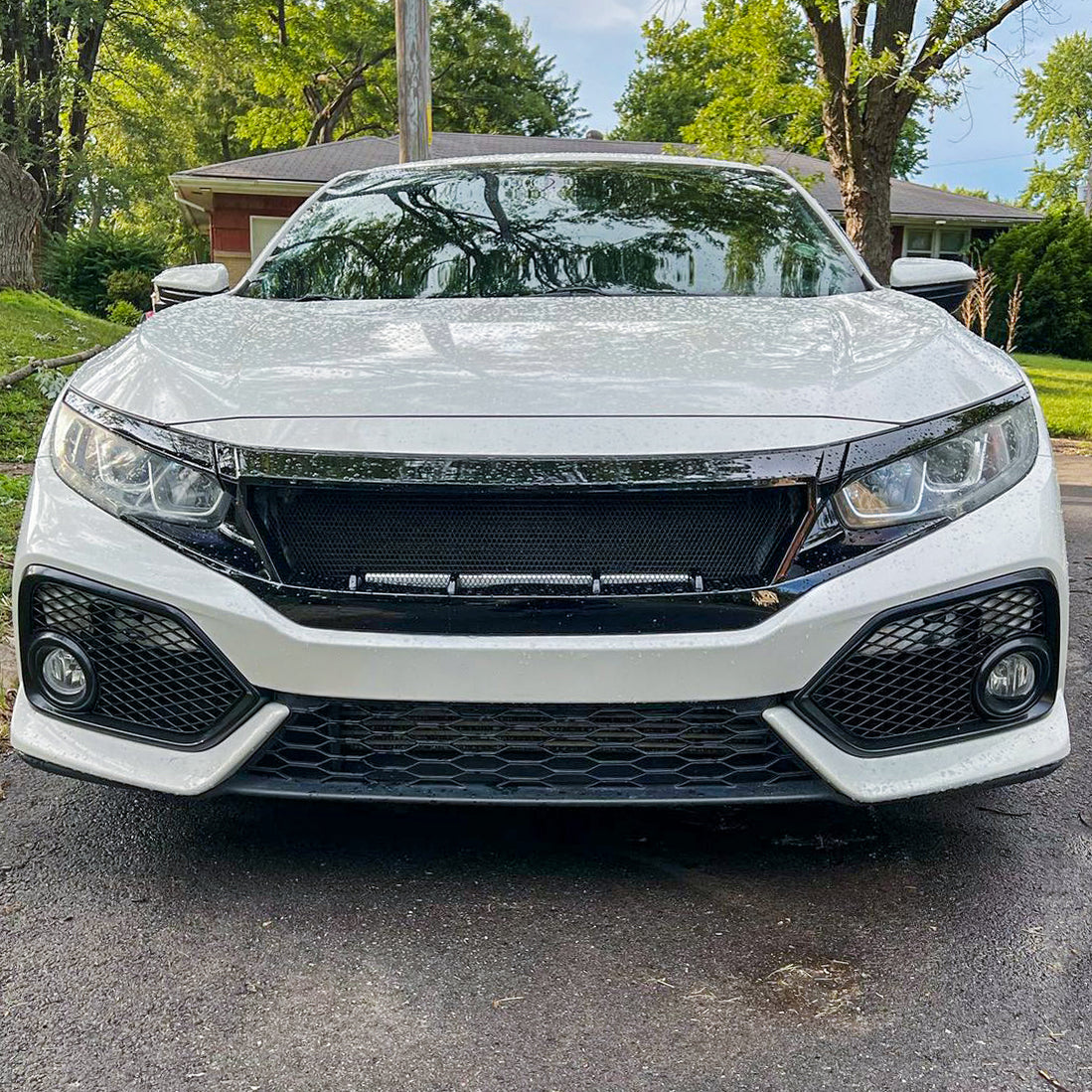 NK Style Glossy Black Front Bumper Lip Splitter For Honda Civic Sedan & Hatchback (2022-2024) - 3 Piece Set