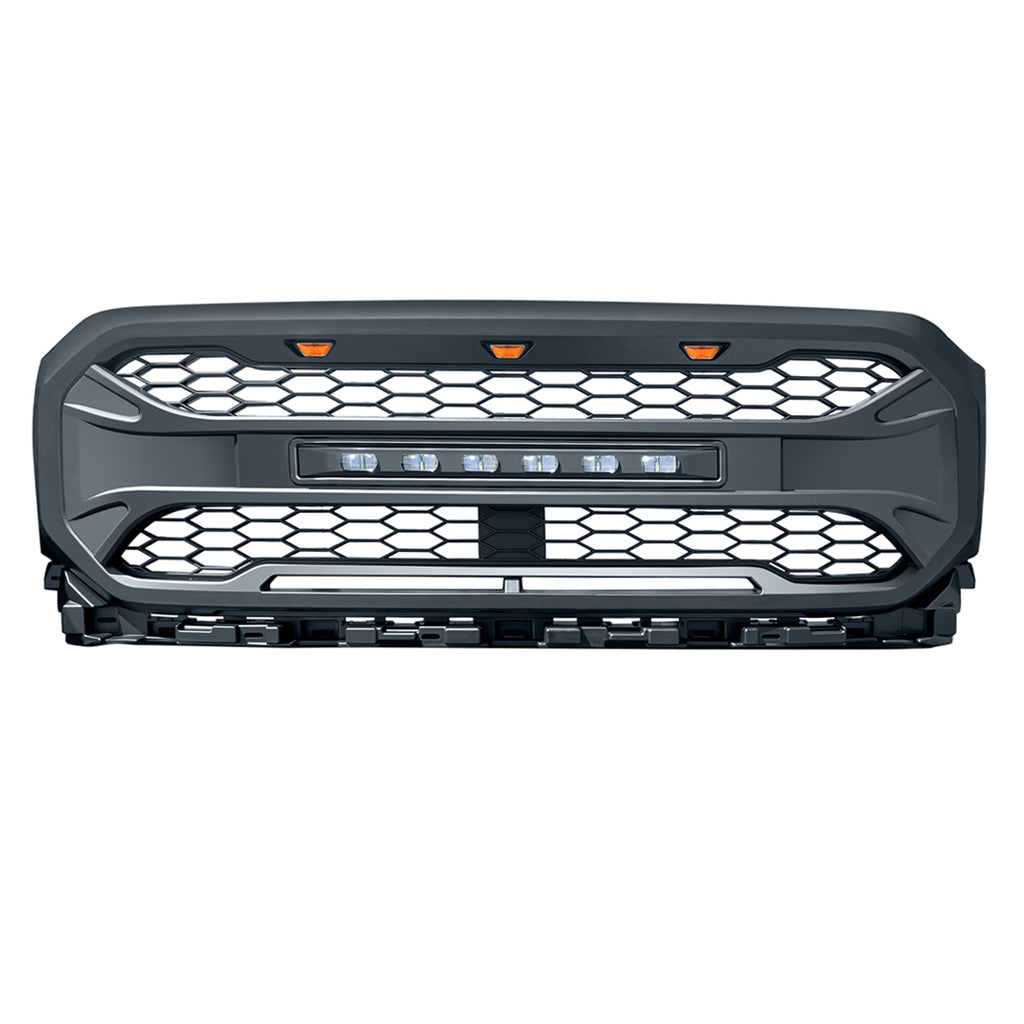 Armor Grille w/Off-Road Lights- Matte Black for 2021-2022 Ford F150