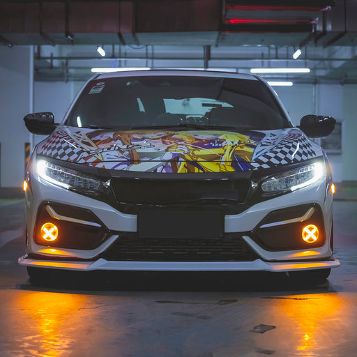 2022 11th Honda Civic Sedan X Style LED Front Bumper Fog Lights\| AMERICAN MODIFIED